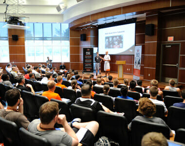 Basketball Camp Director in Classroom